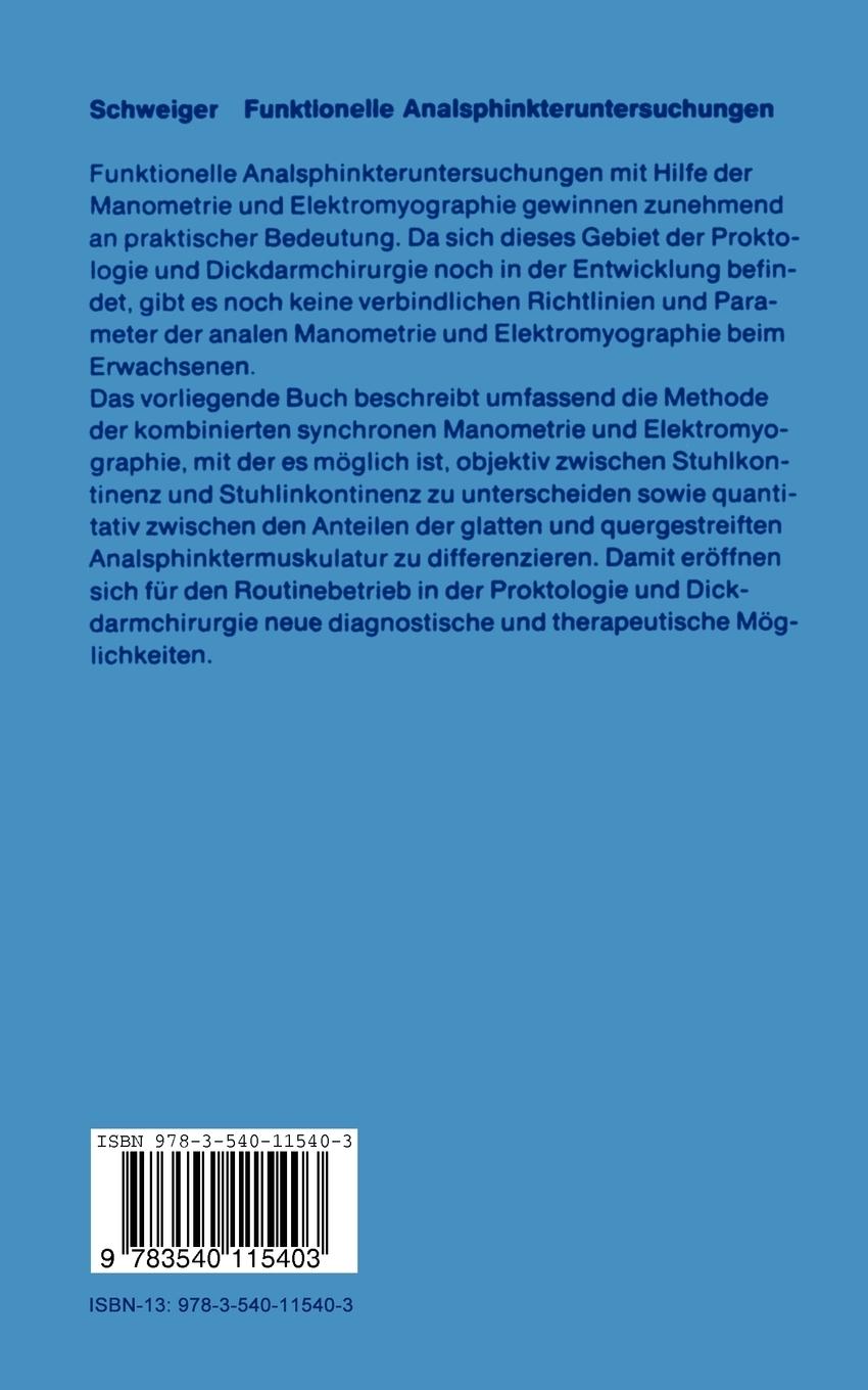 Rückseitencover Funktionelle Analsphinkter-untersuchungen