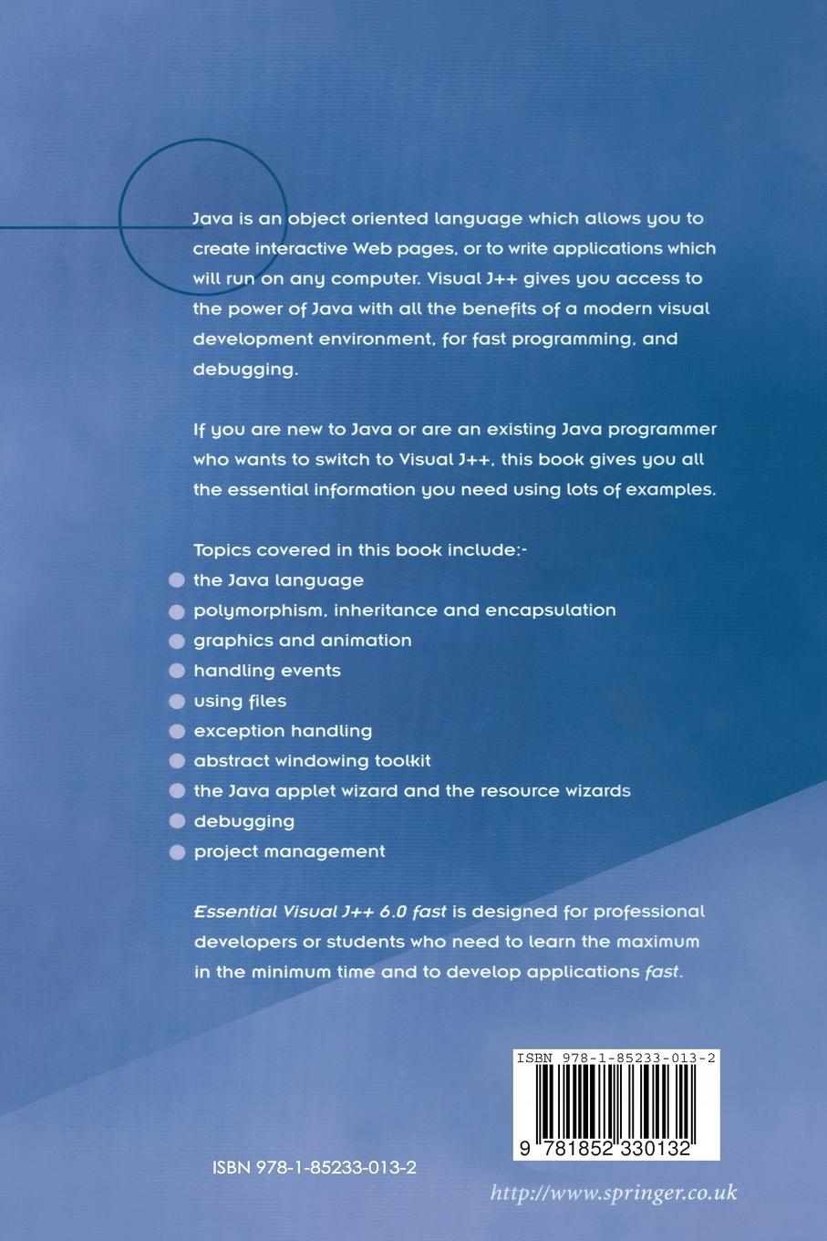 Rückseitencover Essential Visual J++ 6.0 fast