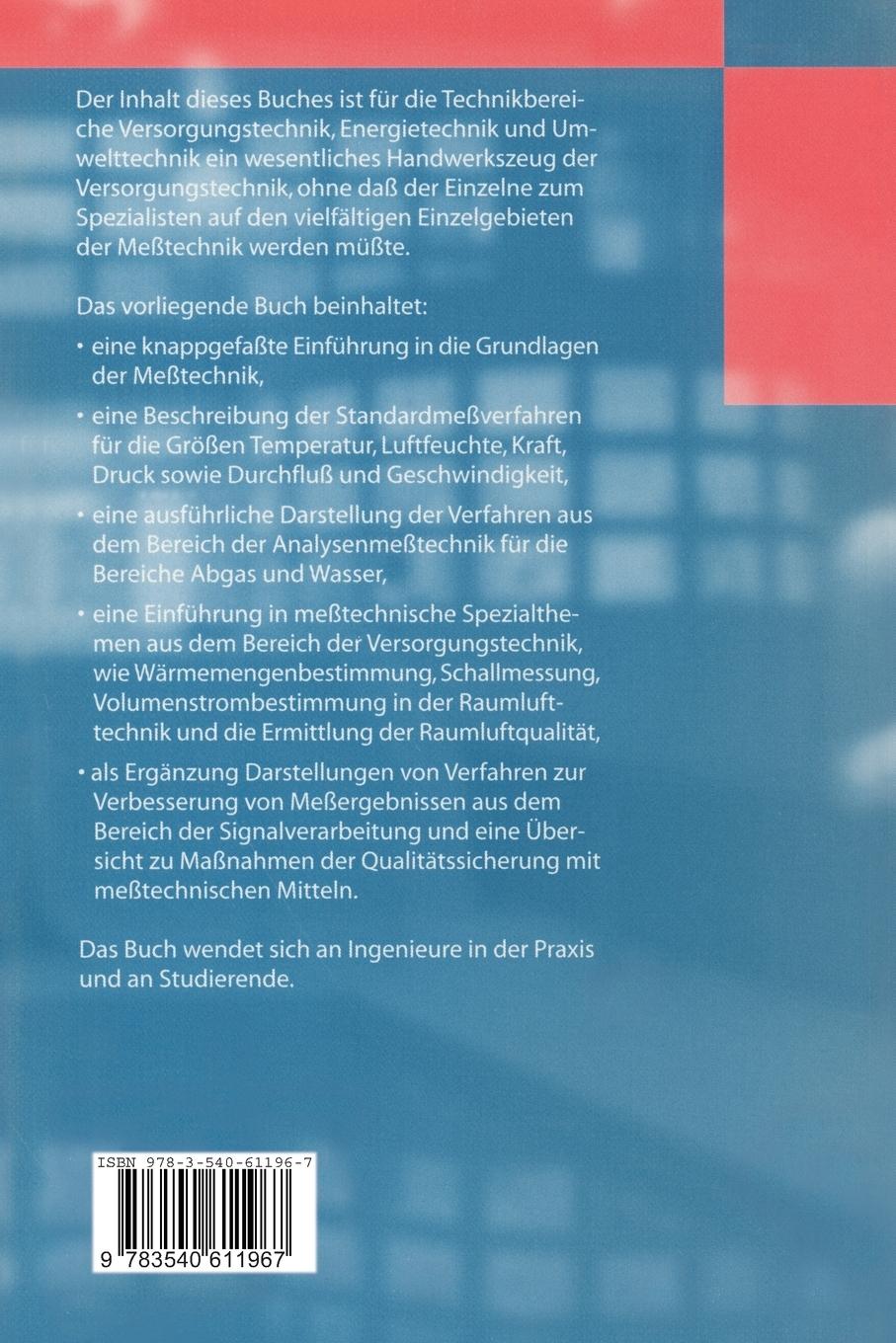 Rückseitencover Meßtechnik in der Versorgungstechnik