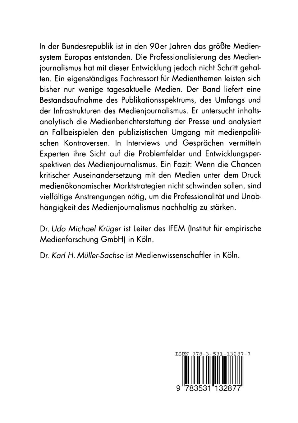 Rückseitencover Medienjournalismus