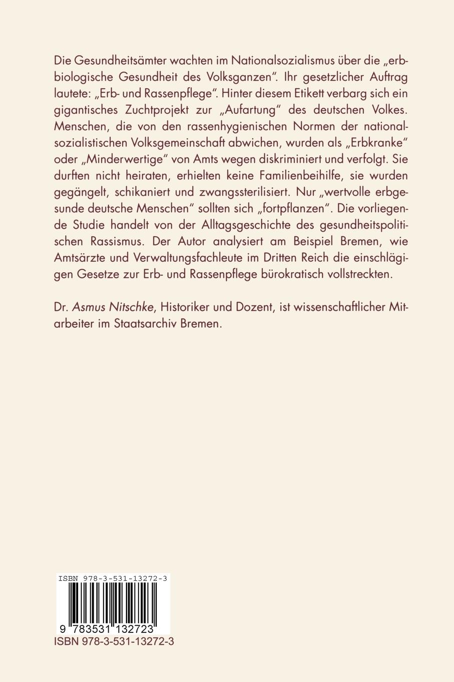 Rückseitencover Die 'Erbpolizei' im Nationalsozialismus