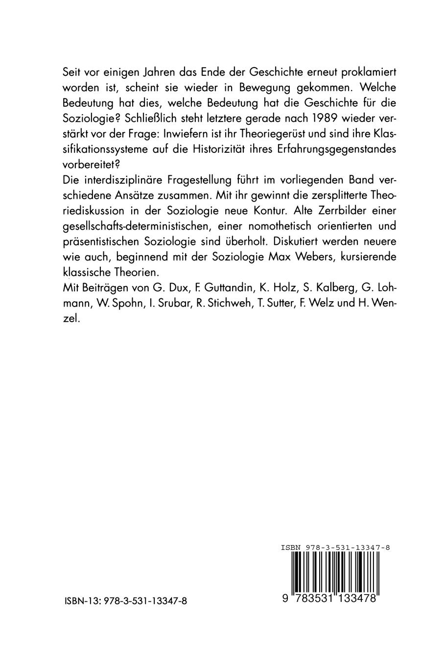 Rückseitencover Soziologische Theorie und Geschichte