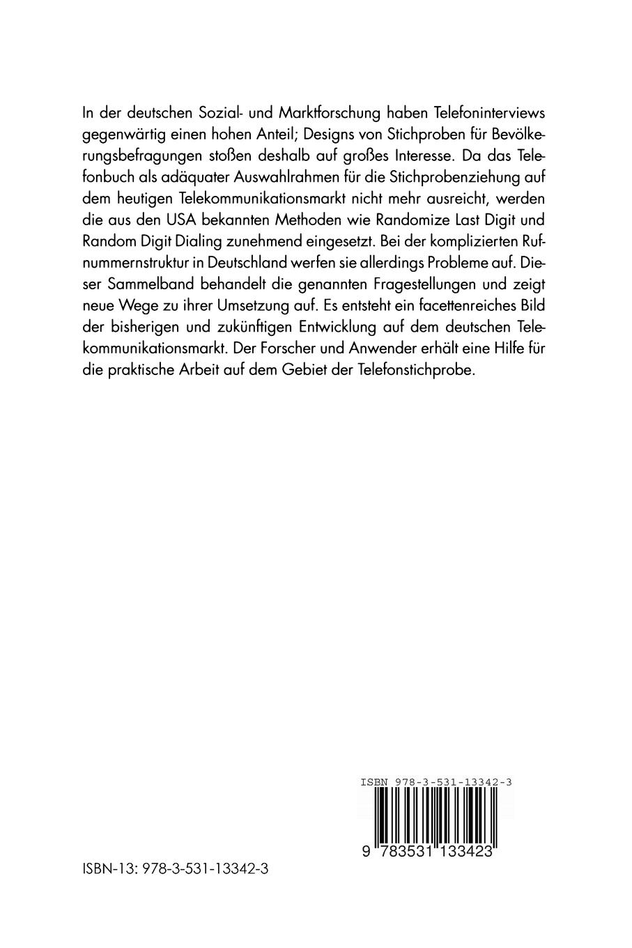 Rückseitencover Telefonstichproben in Deutschland