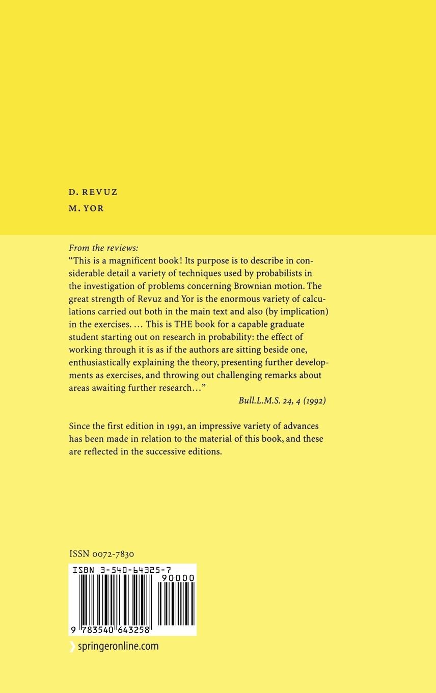 Rückseitencover Continuous Martingales and Brownian Motion