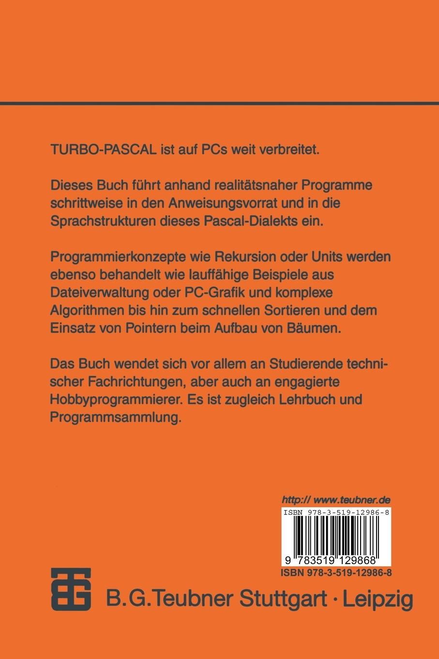 Rückseitencover Programmierkurs TURBO-PASCAL Version 7.0