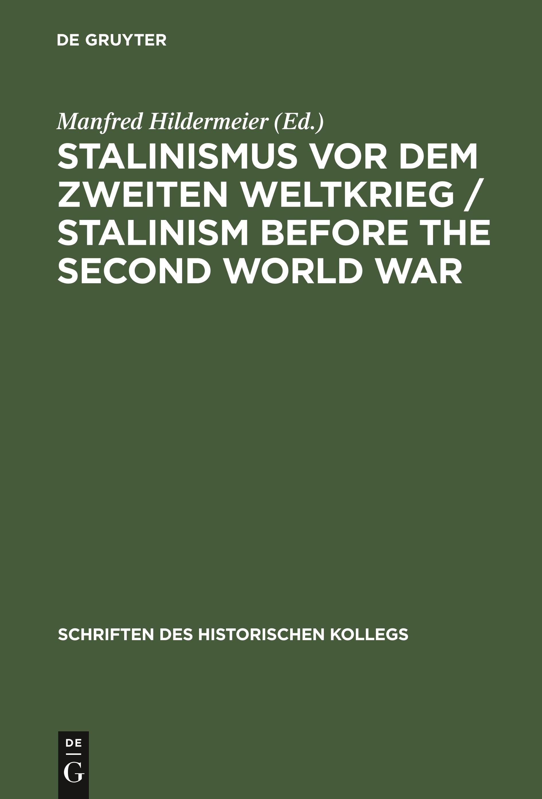 Vorderes Coverbild Stalinismus vor dem Zweiten Weltkrieg / Stalinism before the Second World War
