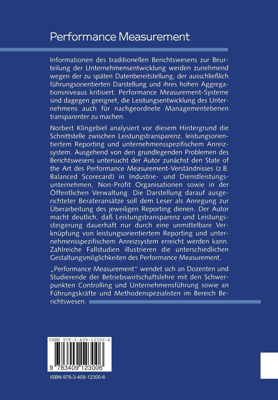 Rückseitencover Performance Measurement