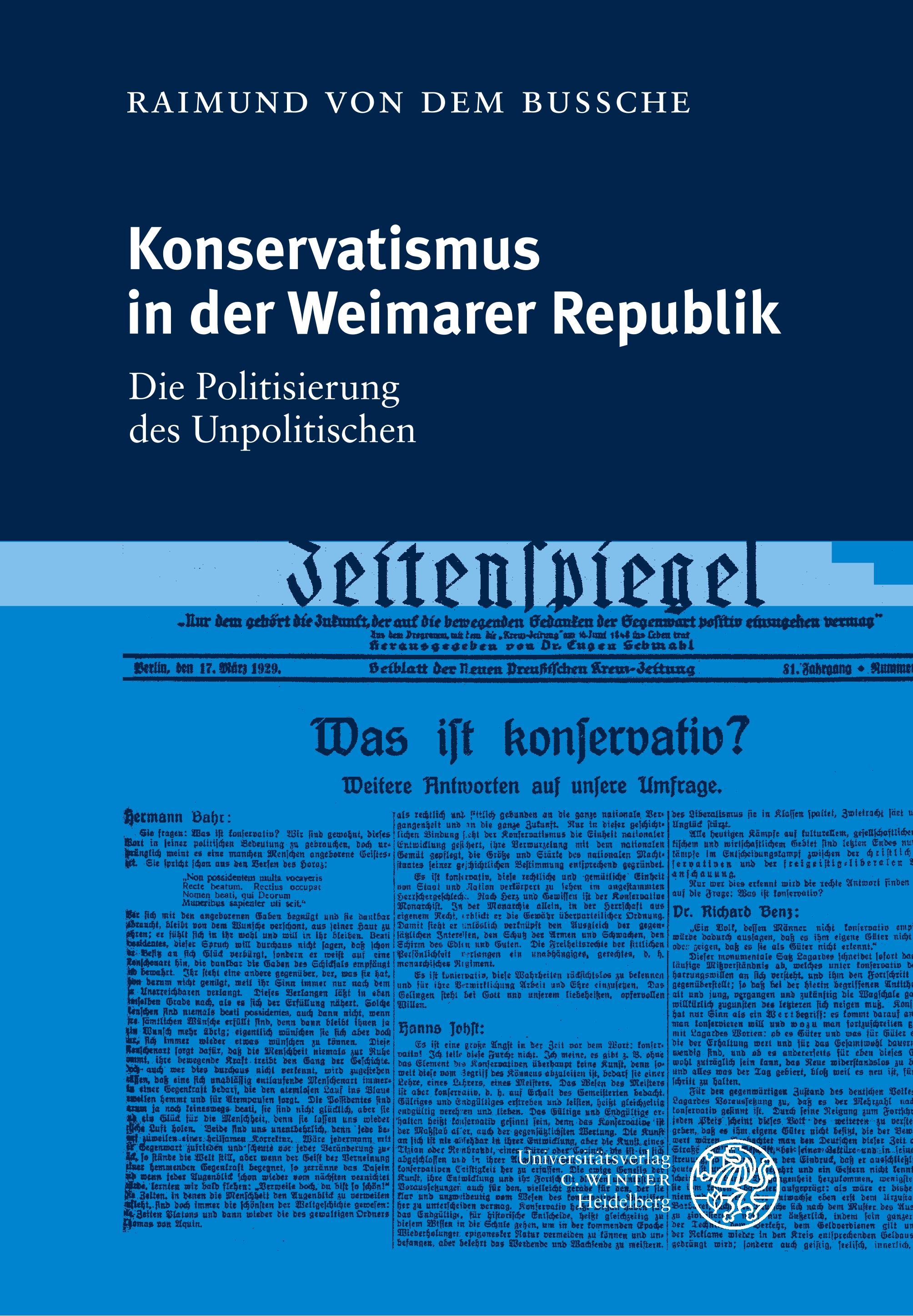 Vorderes Coverbild Konservatismus in der Weimarer Republik