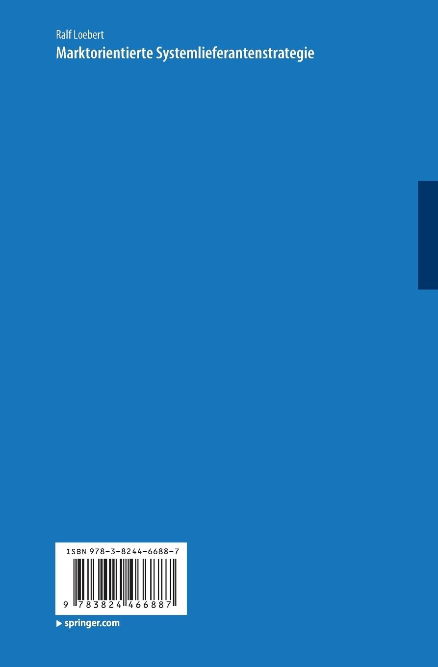 Rückseitencover Marktorientierte Systemlieferantenstrategie