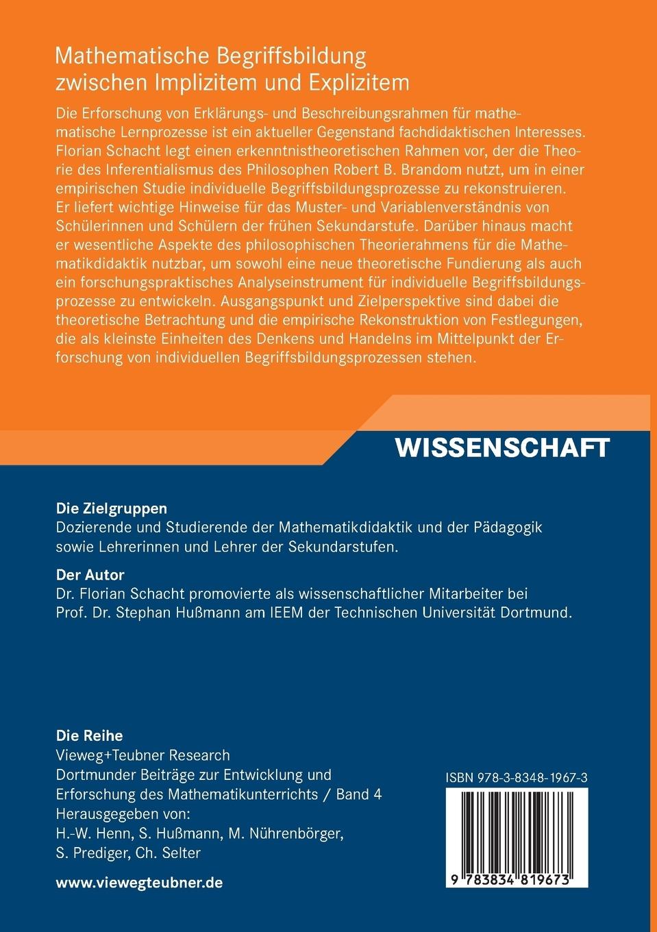 Rückseitencover Mathematische Begriffsbildung zwischen Implizitem und Explizitem