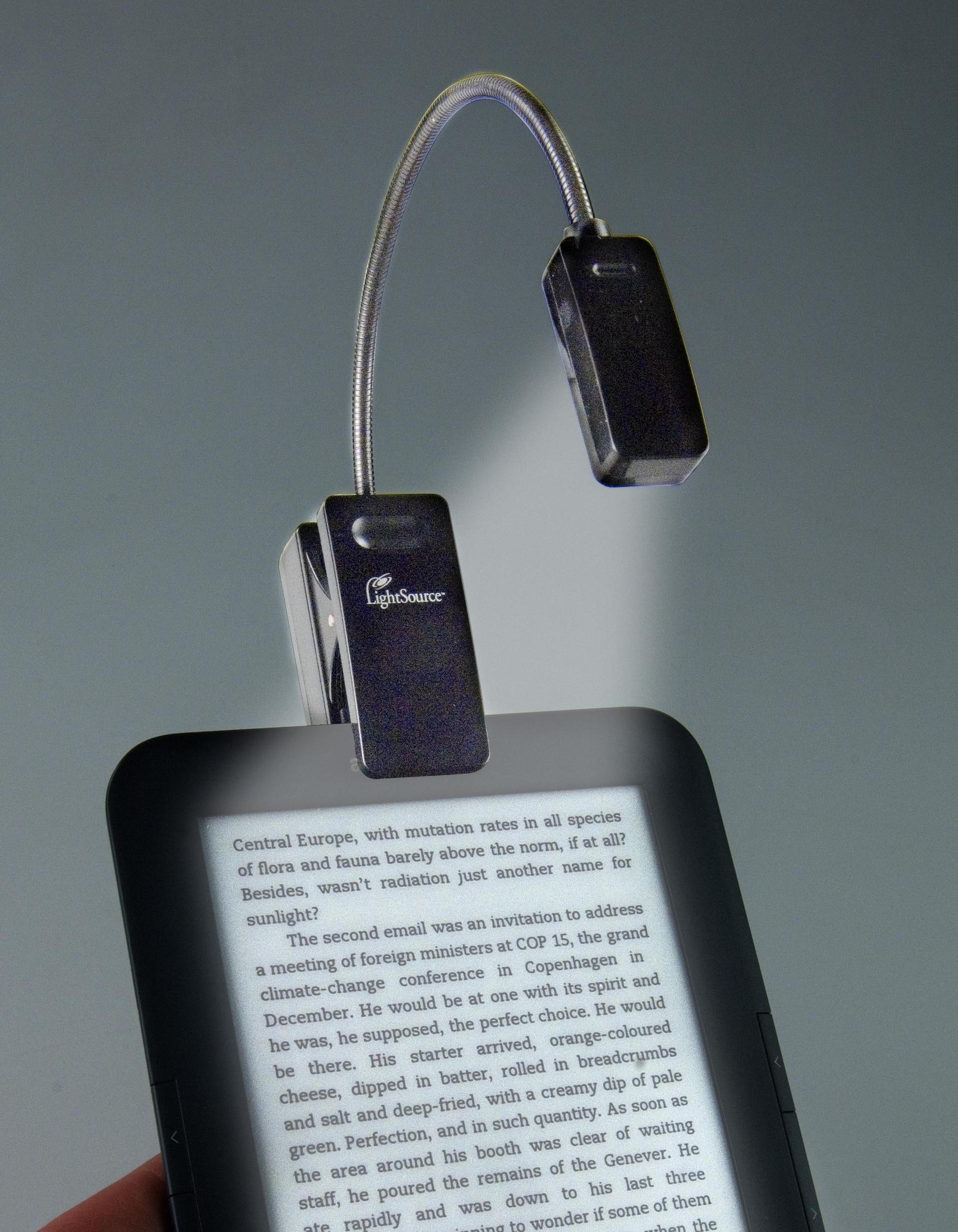 Beispielinhalt (Bild) E-Booklight Schwarz | LED Leselampe mit Clip für Bücher und E-Reader
