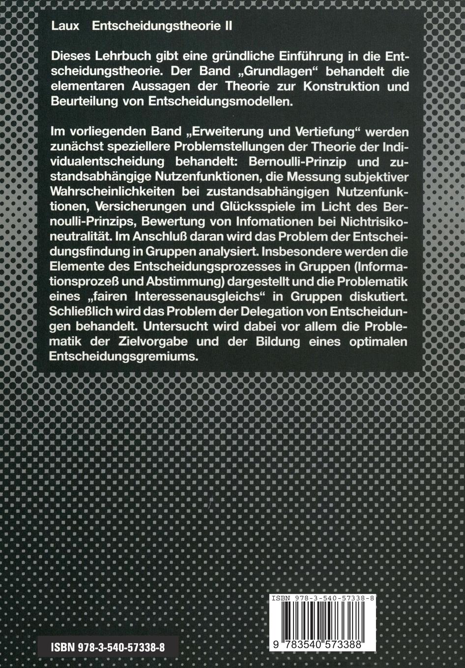 Rückseitencover Entscheidungs-theorie II