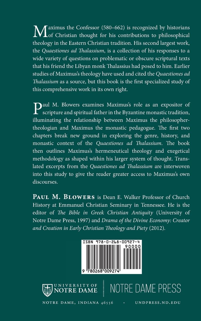 Rückseitencover Exegesis and Spiritual Pedagogy in Maximus the Confessor