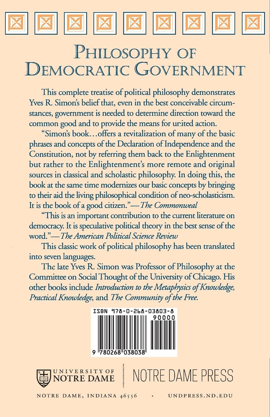 Rückseitencover Philosophy of Democratic Government