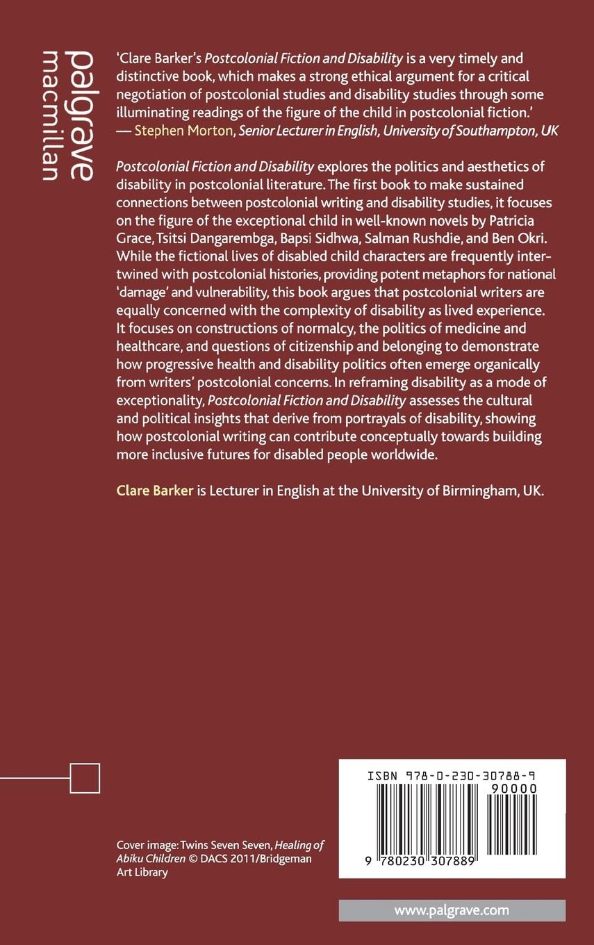 Rückseitencover Postcolonial Fiction and Disability