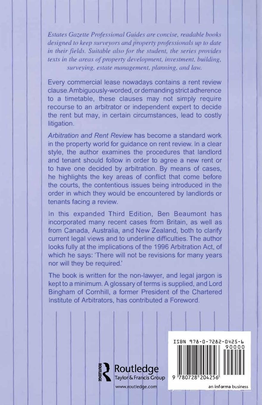 Rückseitencover Arbitration and Rent Review