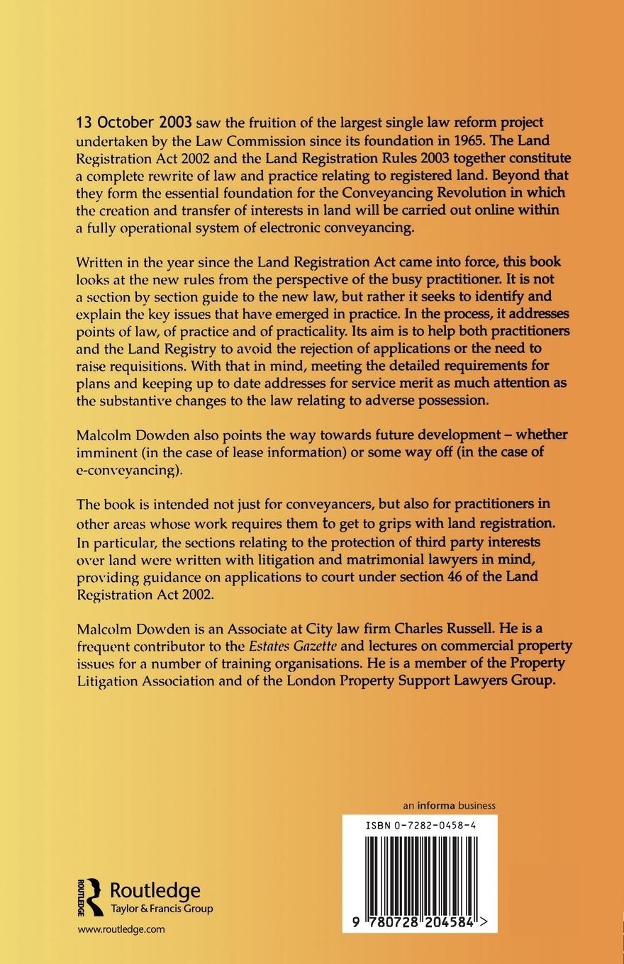 Rückseitencover Practitioner's Guide to the Land Registration Act 2002