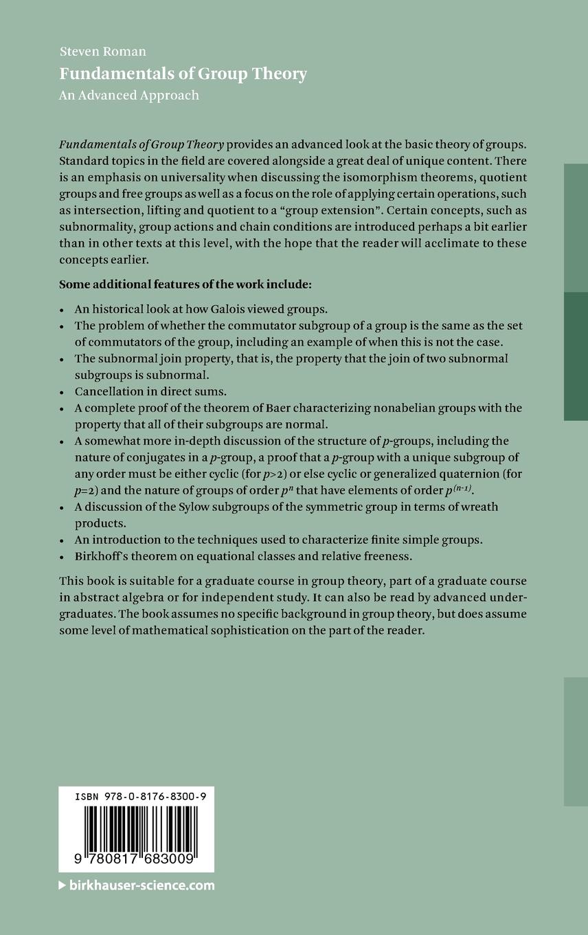 Rückseitencover Fundamentals of Group Theory