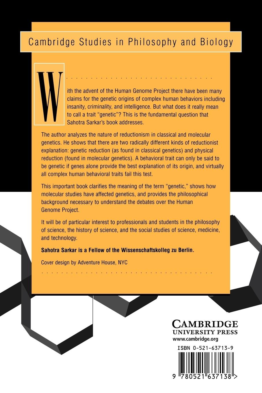 Rückseitencover Genetics and Reductionism