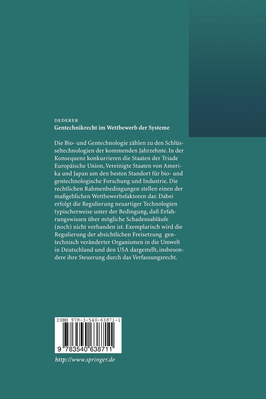 Rückseitencover Gentechnikrecht im Wettbewerb der Systeme