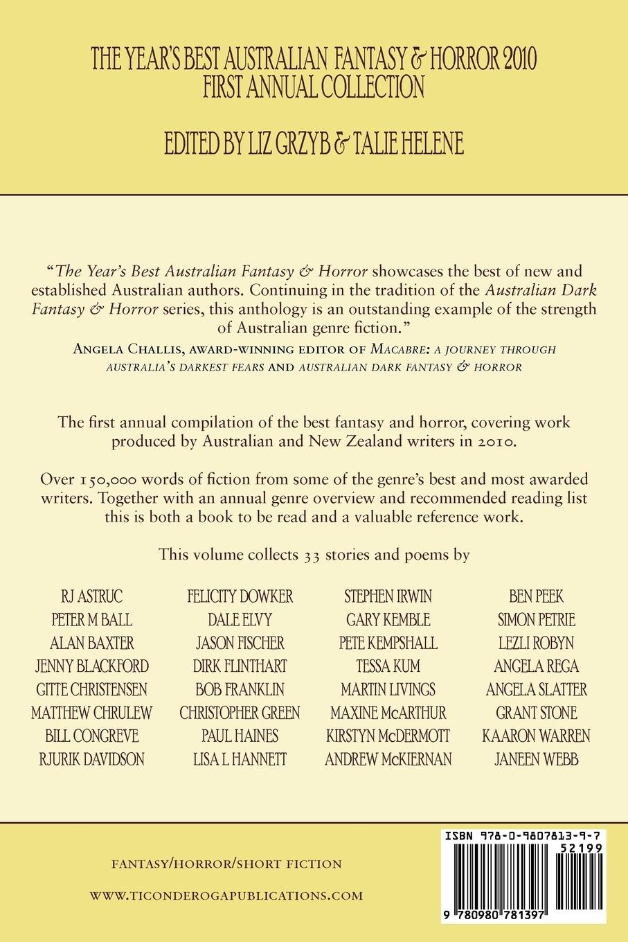 Rückseitencover The Year's Best Australian Fantasy & Horror 2010