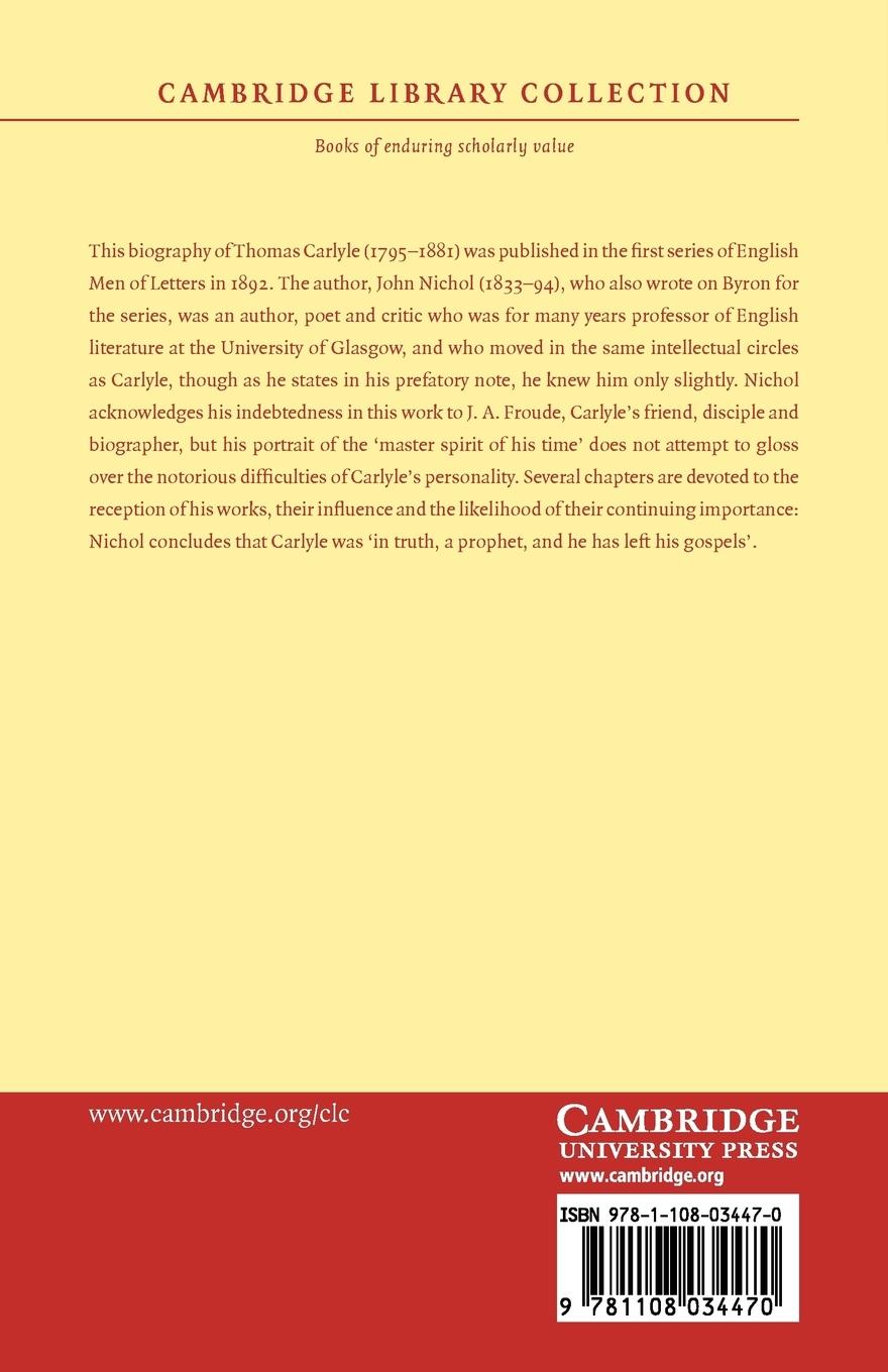 Rückseitencover Thomas Carlyle