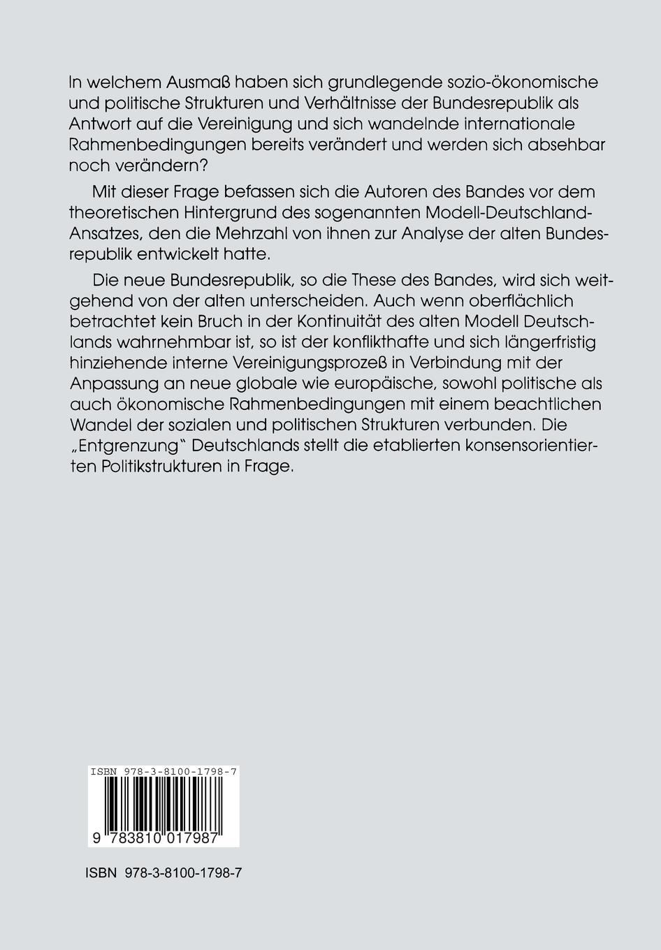 Rückseitencover Deutschland nach der Wende