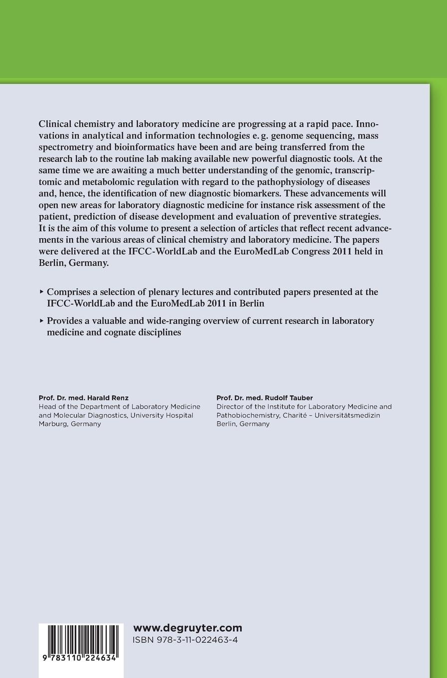 Rückseitencover Advances in Clinical Chemistry and Laboratory Medicine