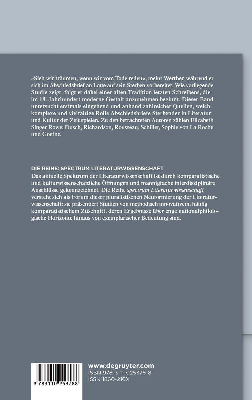 Rückseitencover Abschiedsbriefe in Literatur und Kultur des 18. Jahrhunderts