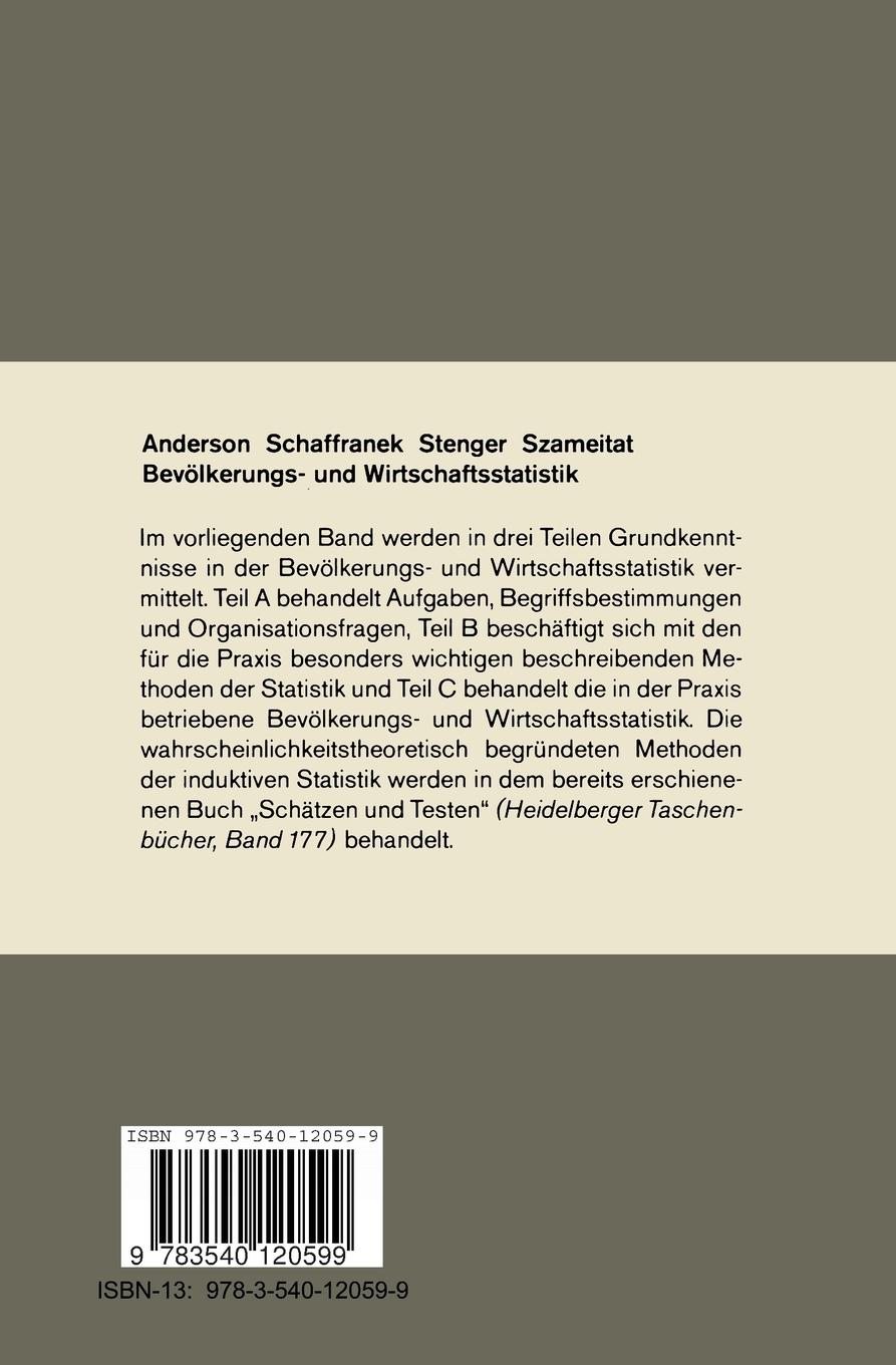 Rückseitencover Bevölkerungs- und Wirtschaftsstatistik