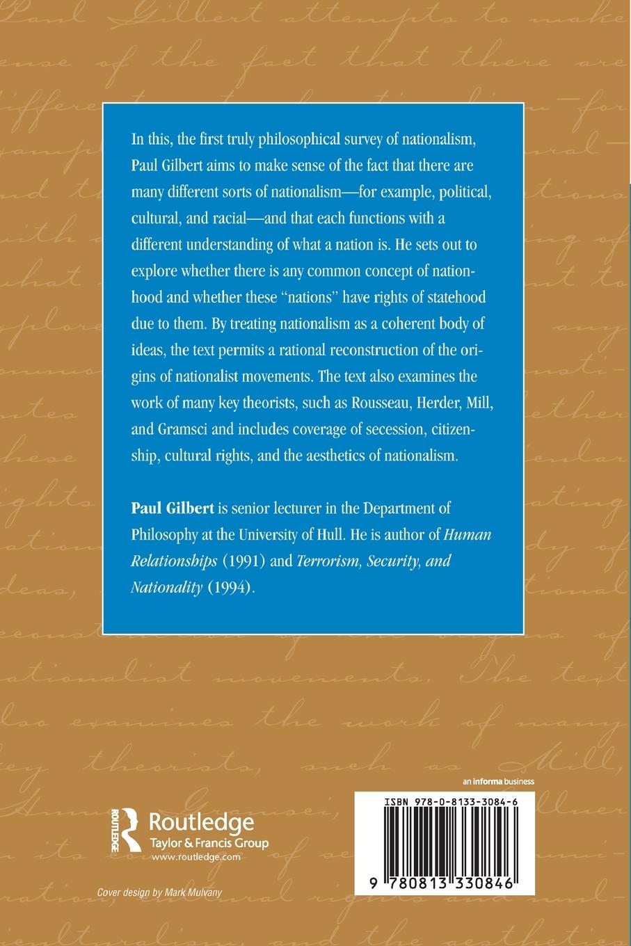 Rückseitencover The Philosophy Of Nationalism