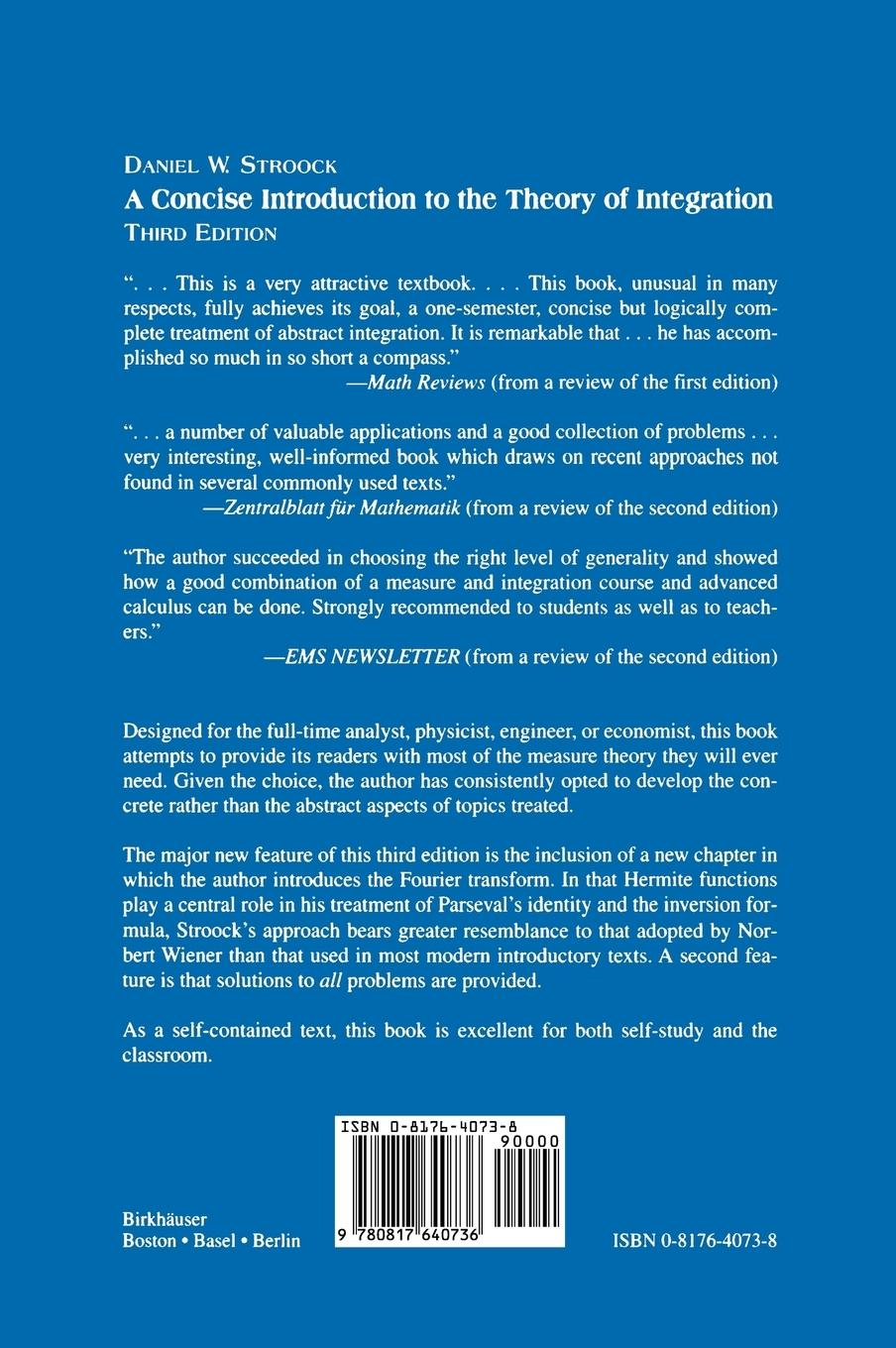Rückseitencover A Concise Introduction to the Theory of Integration