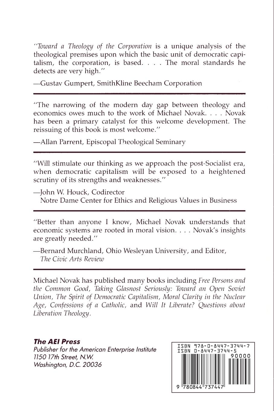 Rückseitencover Toward a Theology of the Corporation (Studies in Religion, Philosophy, and Public Policy)