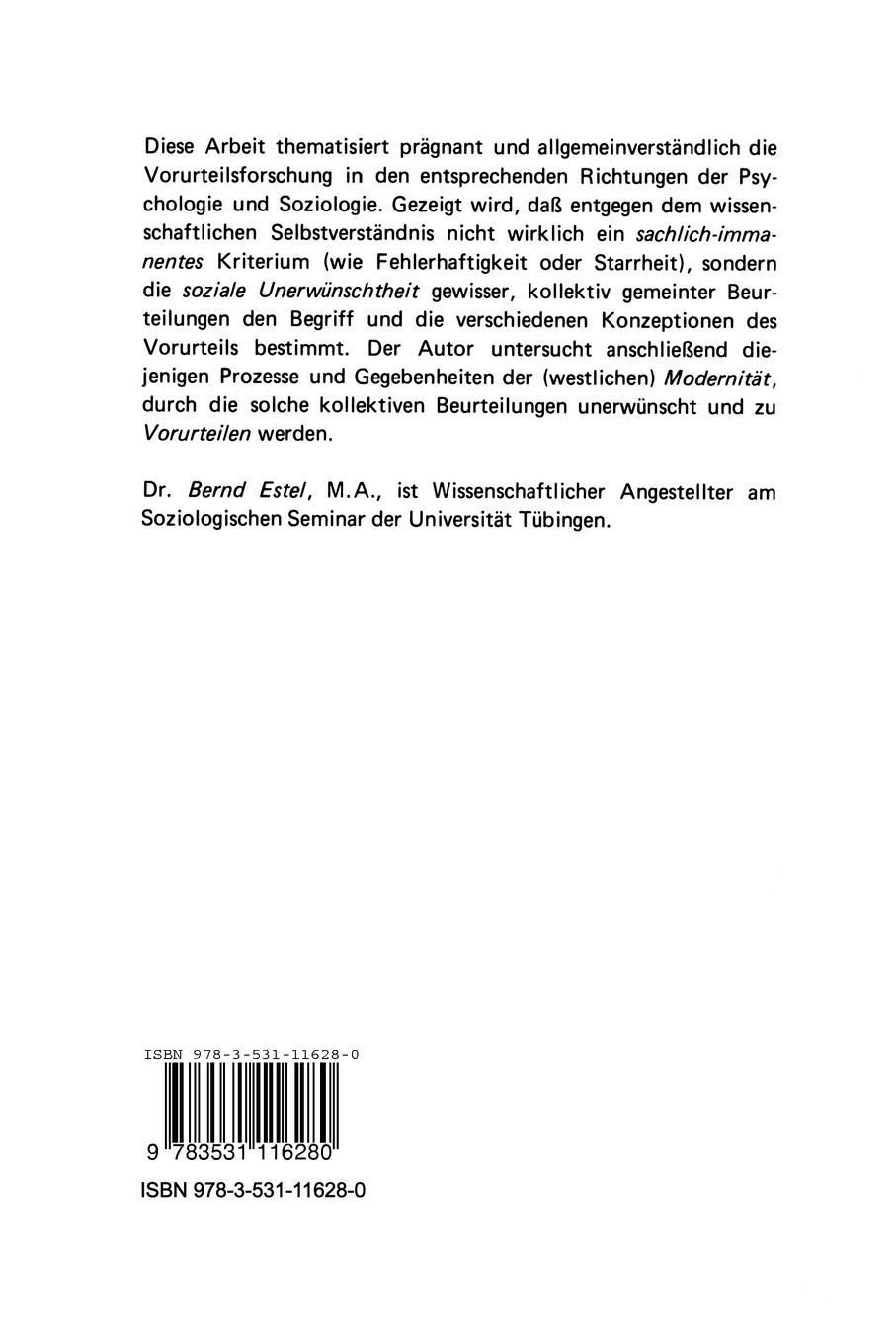 Rückseitencover Soziale Vorurteile und soziale Urteile