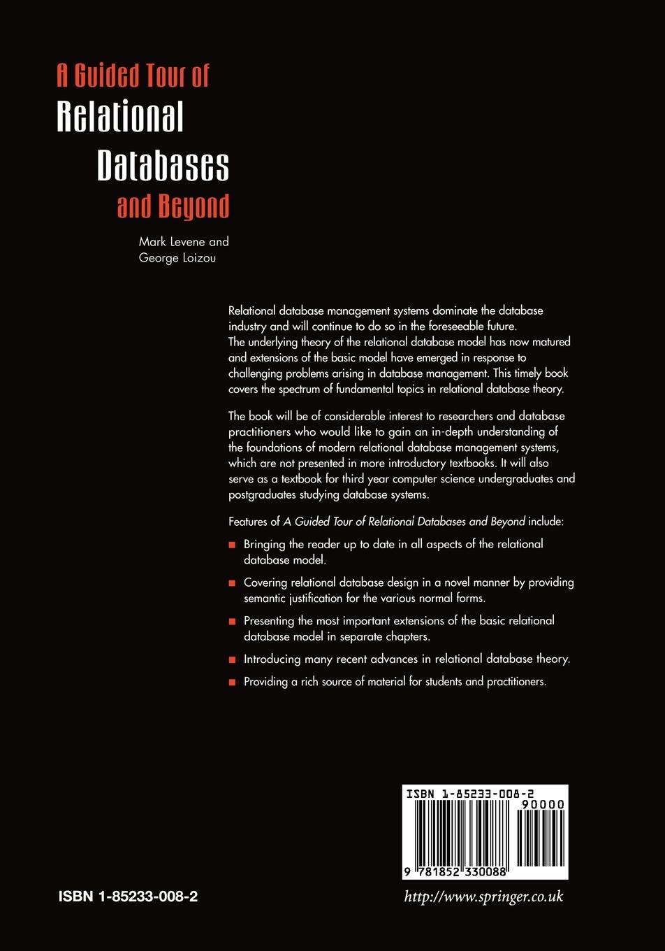 Rückseitencover A Guided Tour of Relational Databases and Beyond