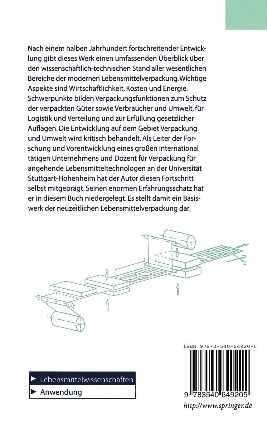Rückseitencover Verpackung von Lebensmitteln