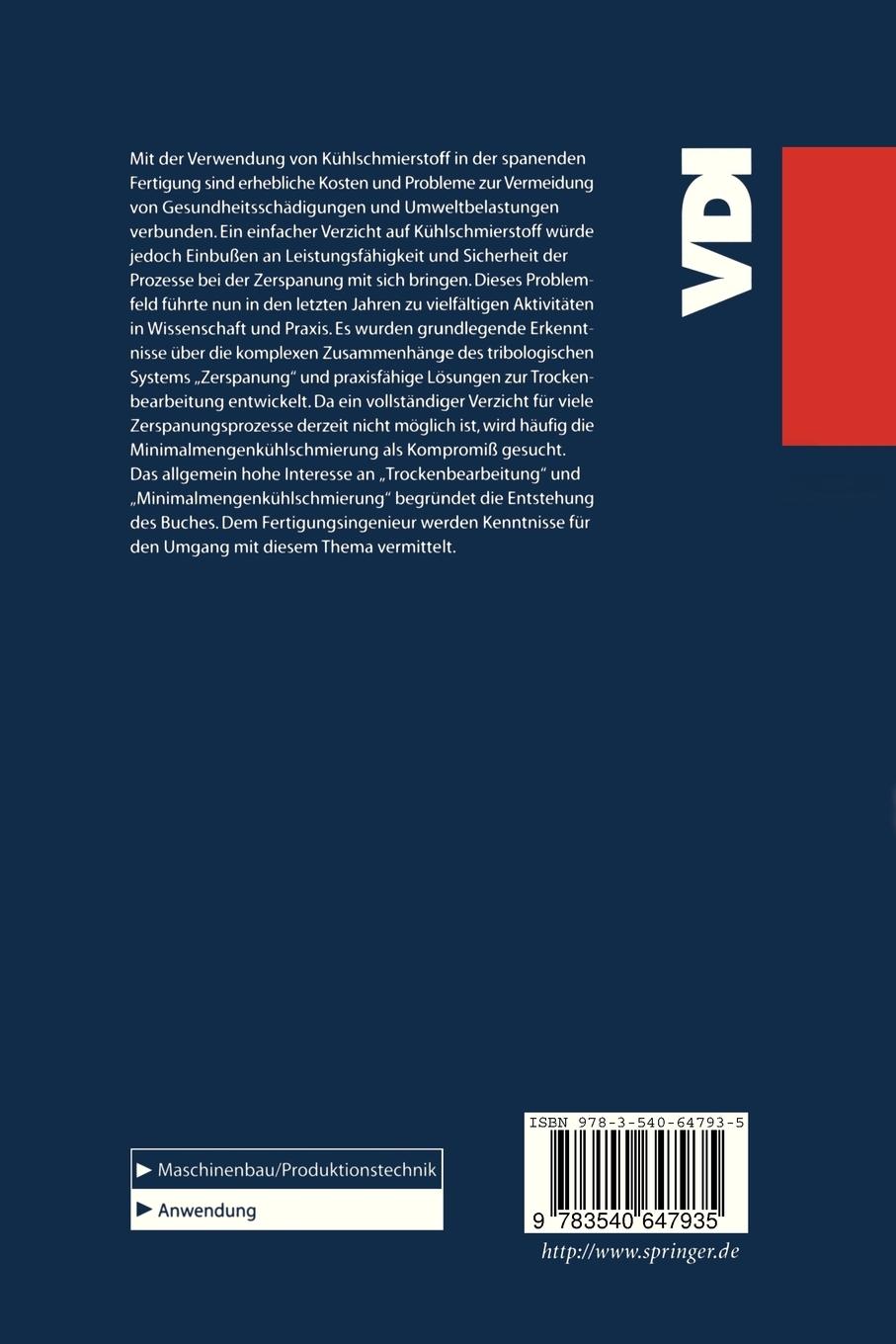 Rückseitencover Trockenbearbeitung und Minimalmengenkühlschmierung