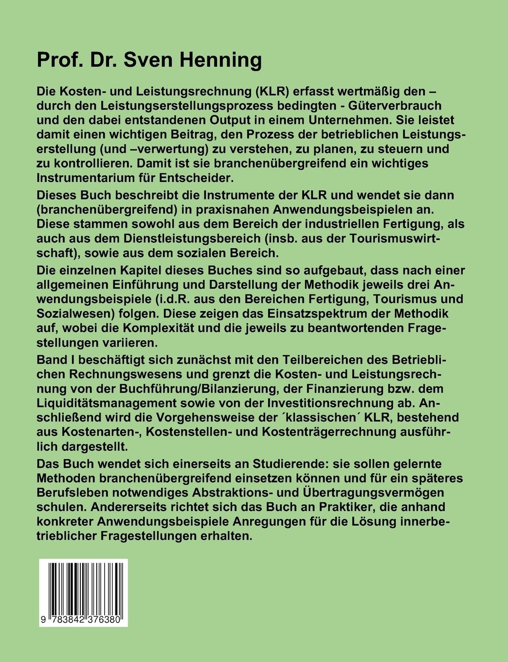 Rückseitencover Kosten- und Leistungsrechnung - Band I