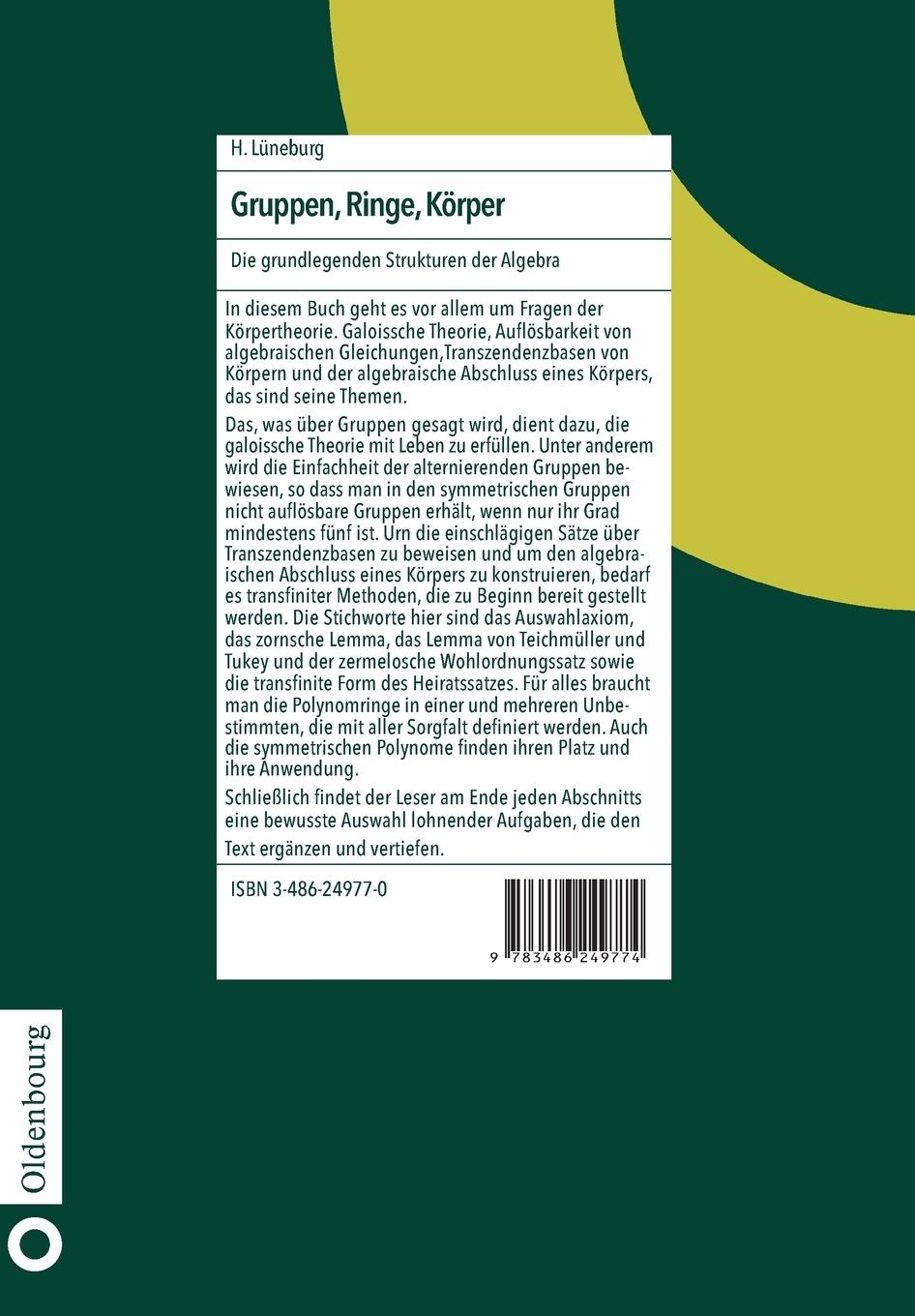Rückseitencover Gruppen, Ringe, Körper