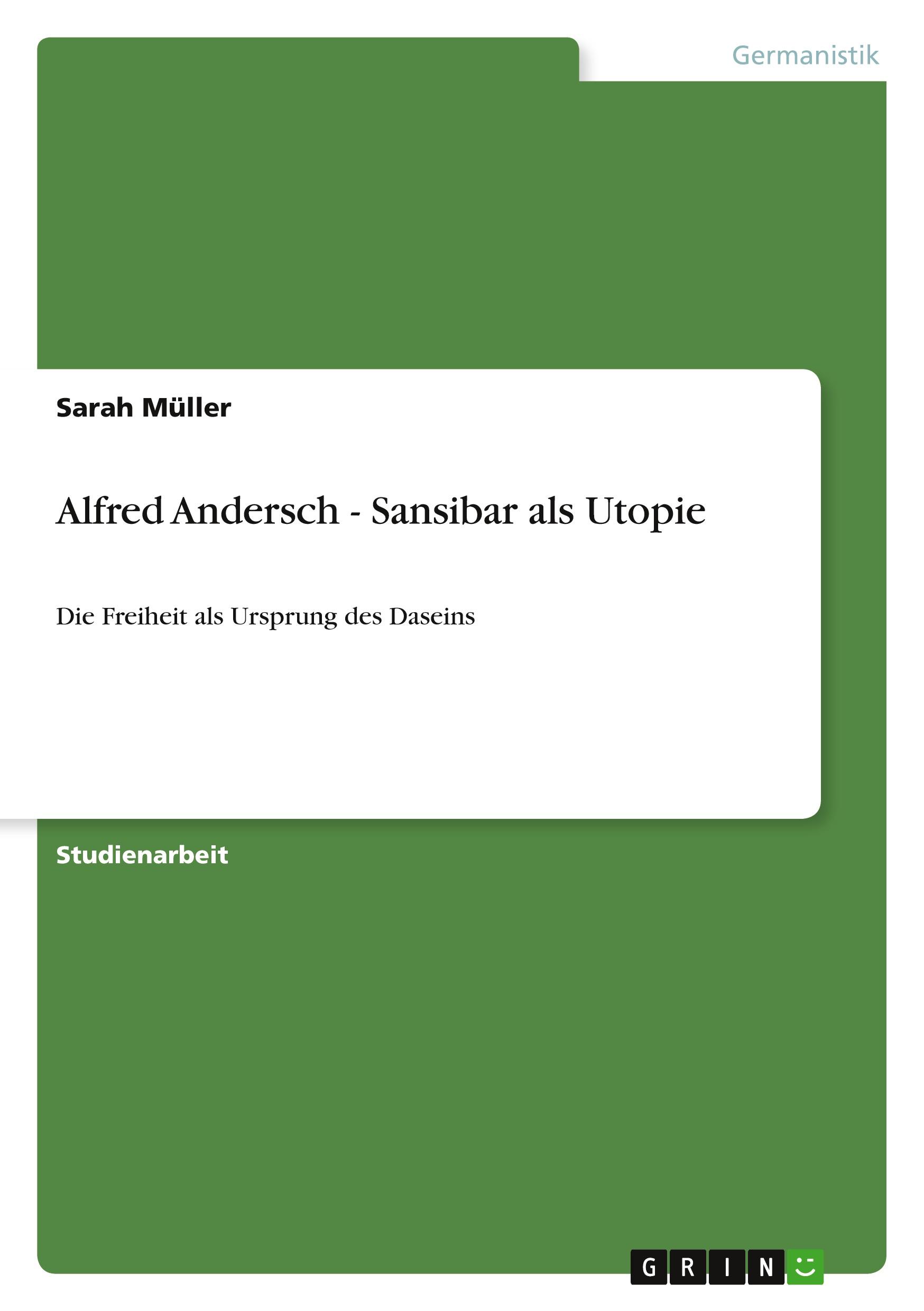 Vorderes Coverbild Alfred Andersch - Sansibar als Utopie