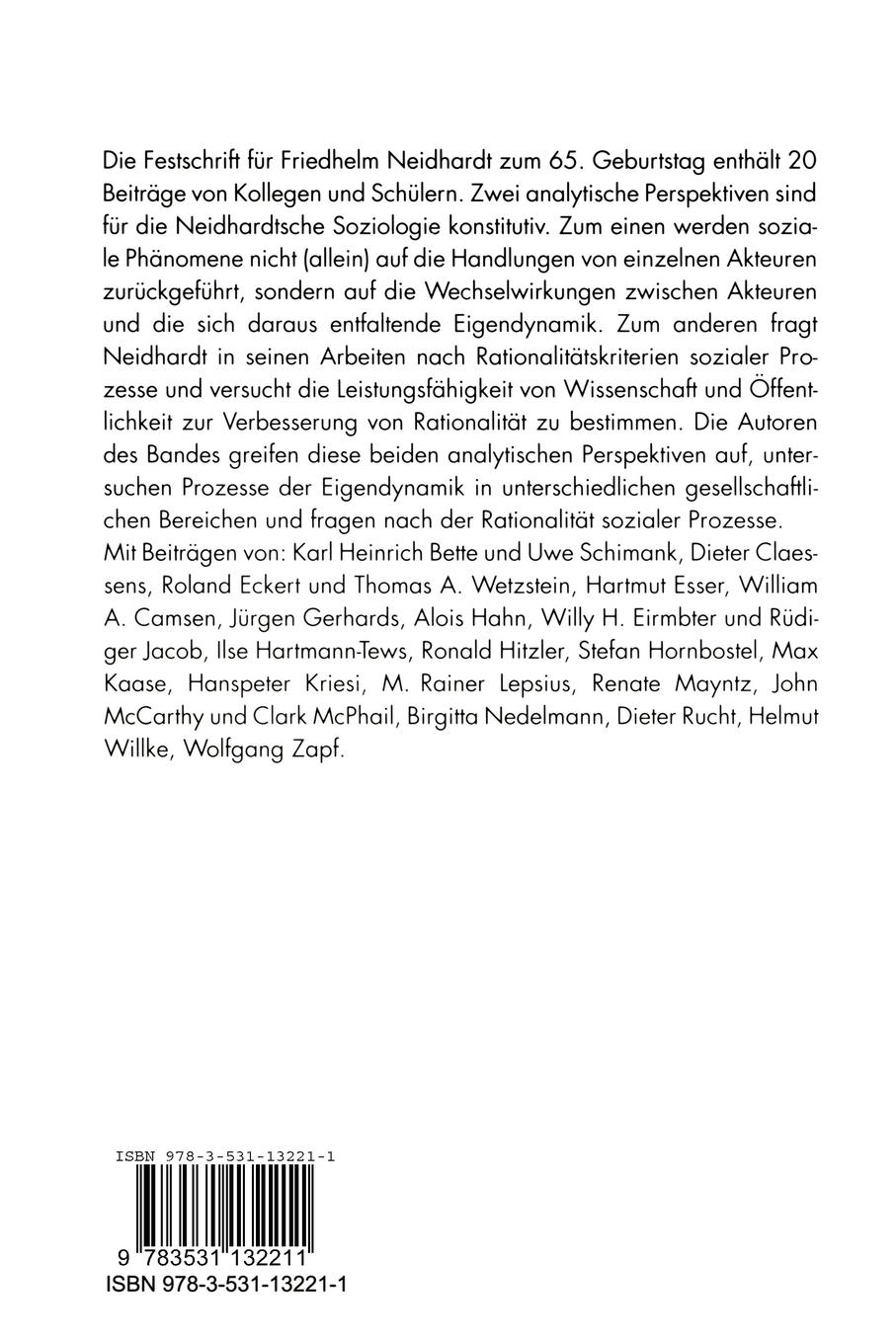 Rückseitencover Eigenwilligkeit und Rationalität sozialer Prozesse