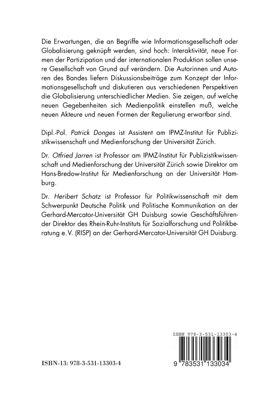 Rückseitencover Globalisierung der Medien?