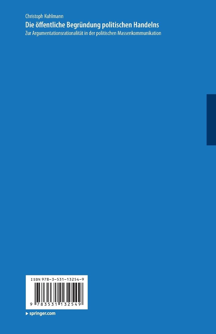 Rückseitencover Die öffentliche Begründung politischen Handelns