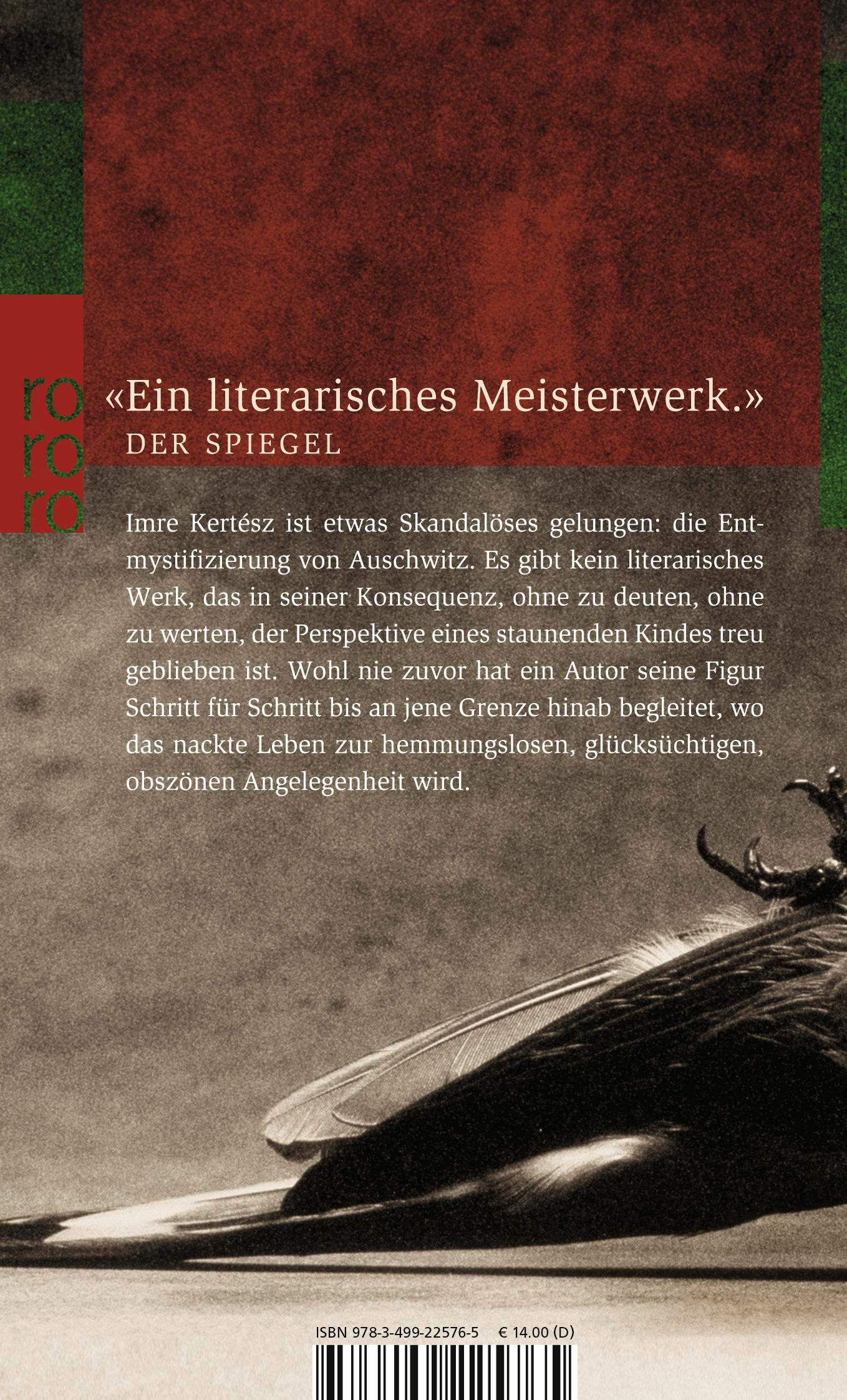 Rückseitencover Roman eines Schicksallosen