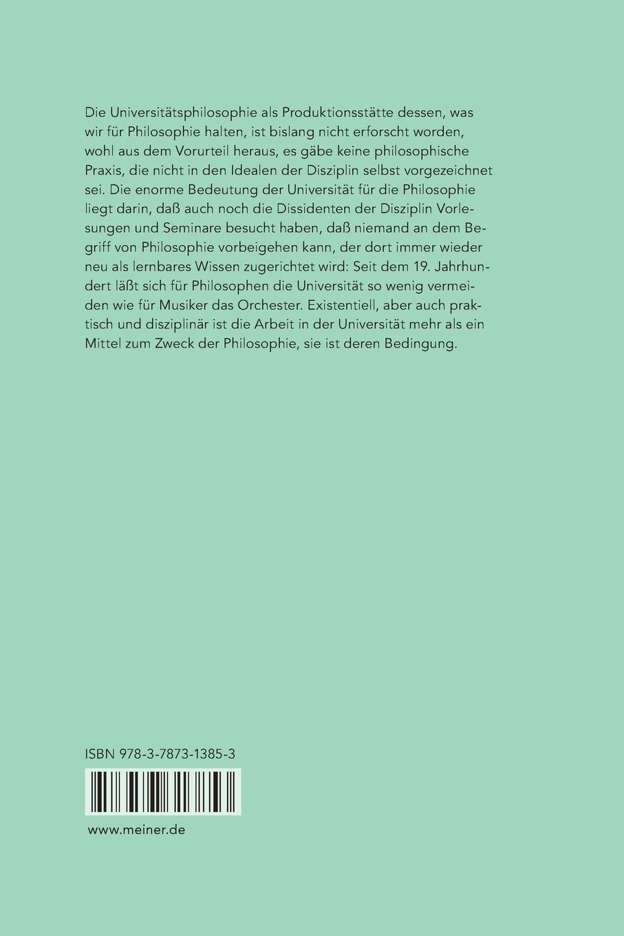 Rückseitencover Philosophie und Universität