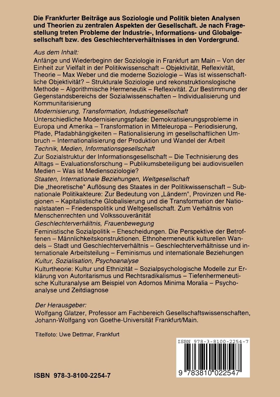 Rückseitencover Ansichten der Gesellschaft