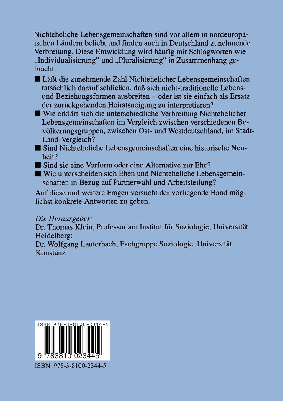 Rückseitencover Nichteheliche Lebensgemeinschaften