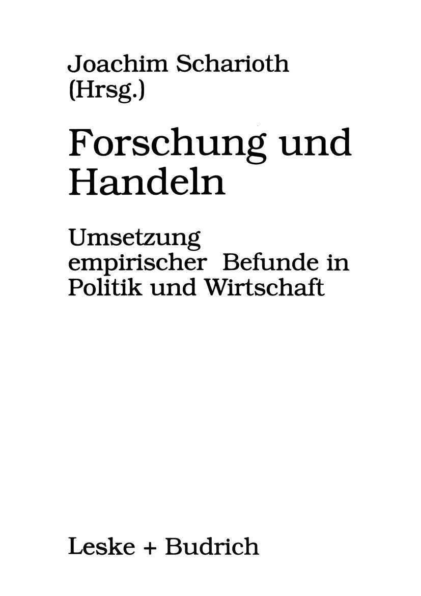 Vorderes Coverbild Forschung und Handeln