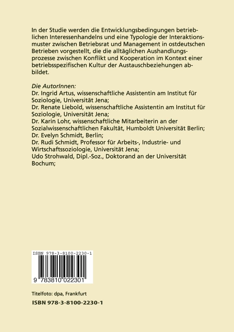 Rückseitencover Betriebliches Interessenhandeln