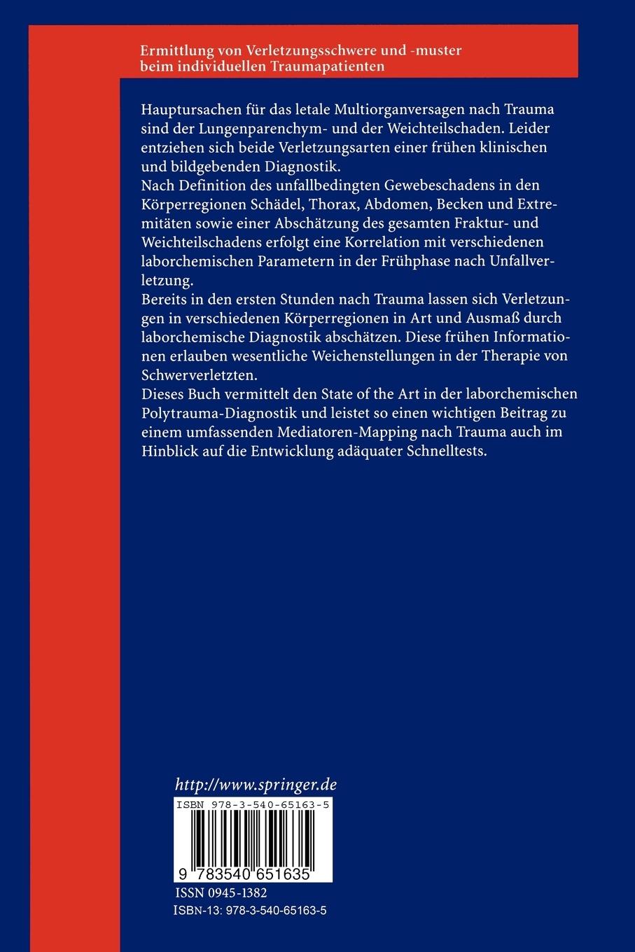 Rückseitencover Ermittlung von Verletzungsschwere und -muster beim individuellen Traumapatienten